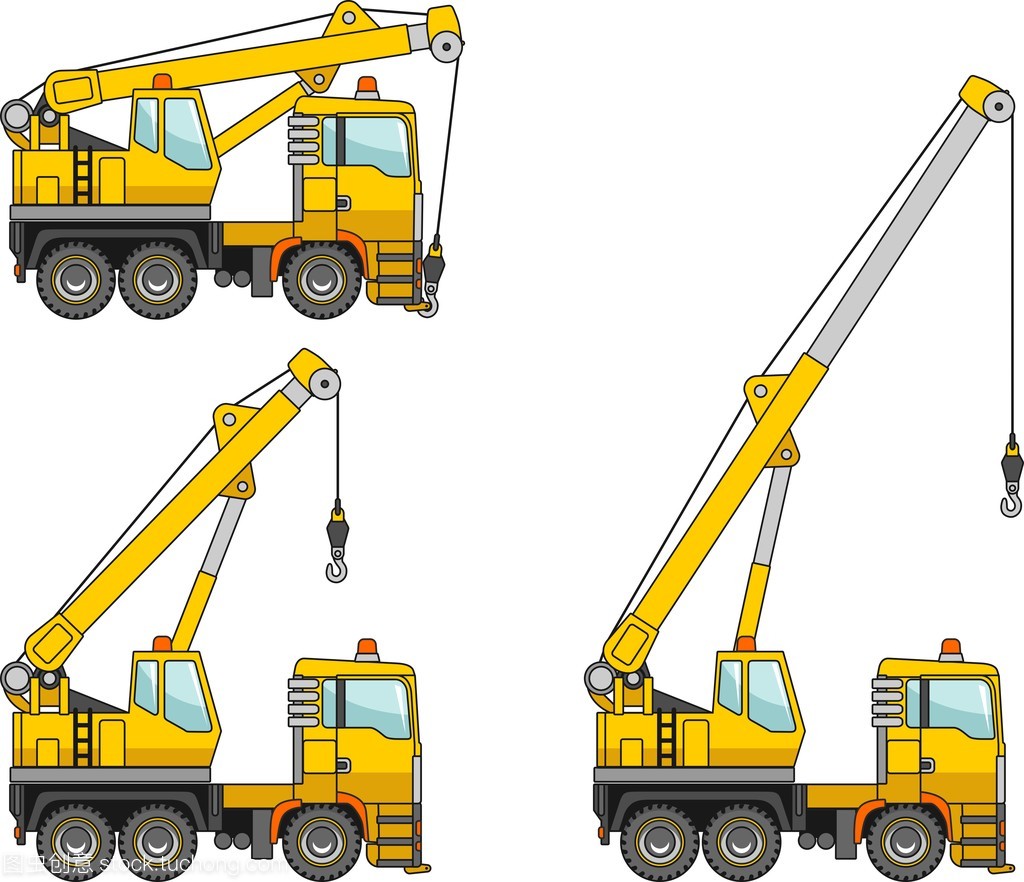 起重機。重型施工機械。矢量圖